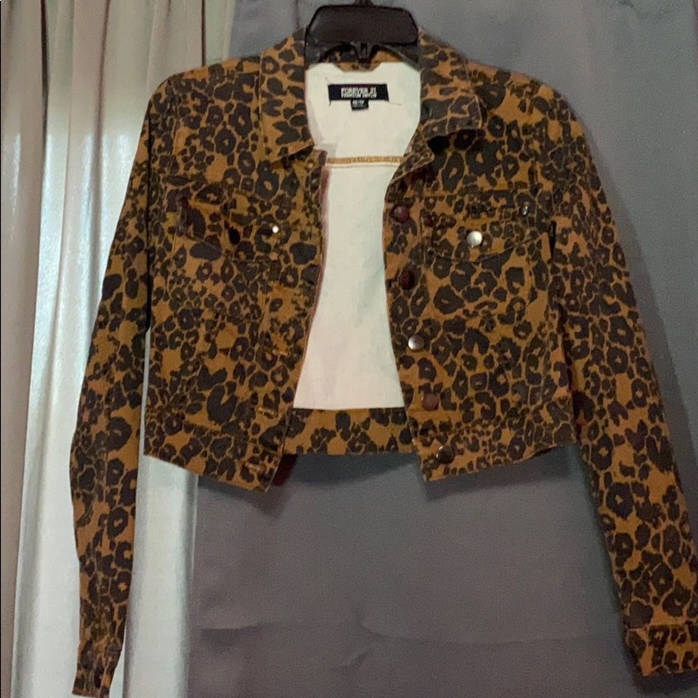 Forever 21 leopard crop jacket